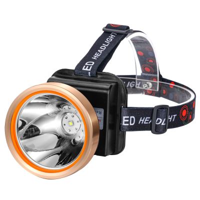 Hunting friends Superbright LED Rechargeable Headlamp,High Power 2 Light Modes Waterproof Headlight Adjustable Gold Head Troch Lamp for Hunting Fishing Hiking(Yellow Light)