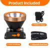 Hunting friends Superbright LED Rechargeable Headlamp,High Power 2 Light Modes Waterproof Headlight Adjustable Gold Head Troch Lamp for Hunting Fishing Hiking(Yellow Light) view 4