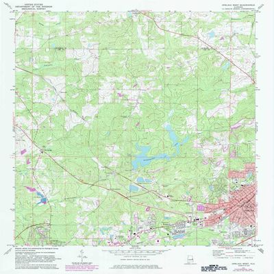 YellowMaps Opelika West AL topo map, 1:24000 Scale, 7.5 X 7.5 Minute, Historical, 1971, Updated 1983, 26.7 x 22 in - Tyvek