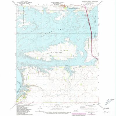 YellowMaps Riverdale North ND topo map, 1:24000 Scale, 7.5 X 7.5 Minute, Historical, 1972, Updated 1981, 26.8 x 22.1 in - Tyvek