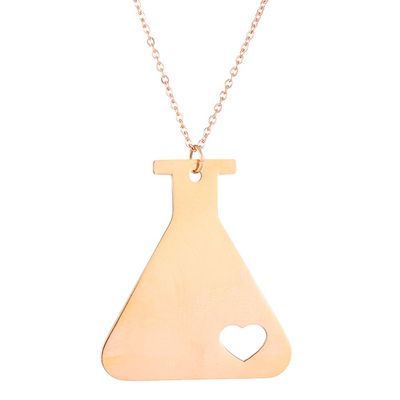 AOCHEE Love Science Erlenmeyer Flask Chemistry Necklace with Heart Medical Jewelry (Rose gold2b)
