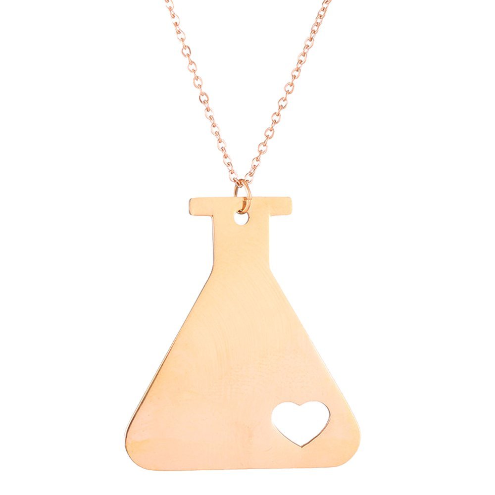 AOCHEE Love Science Erlenmeyer Flask Chemistry Necklace with Heart Medical Jewelry (Rose gold2b)