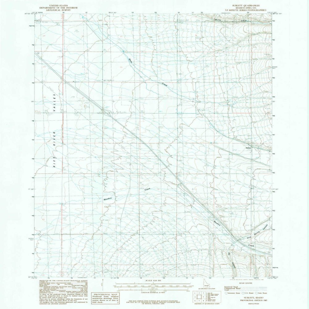 YellowMaps Sublett ID topo map, 1:24000 Scale, 7.5 X 7.5 Minute, Historical, 1985, Updated 1985, 26.7 x 22 in - Tyvek