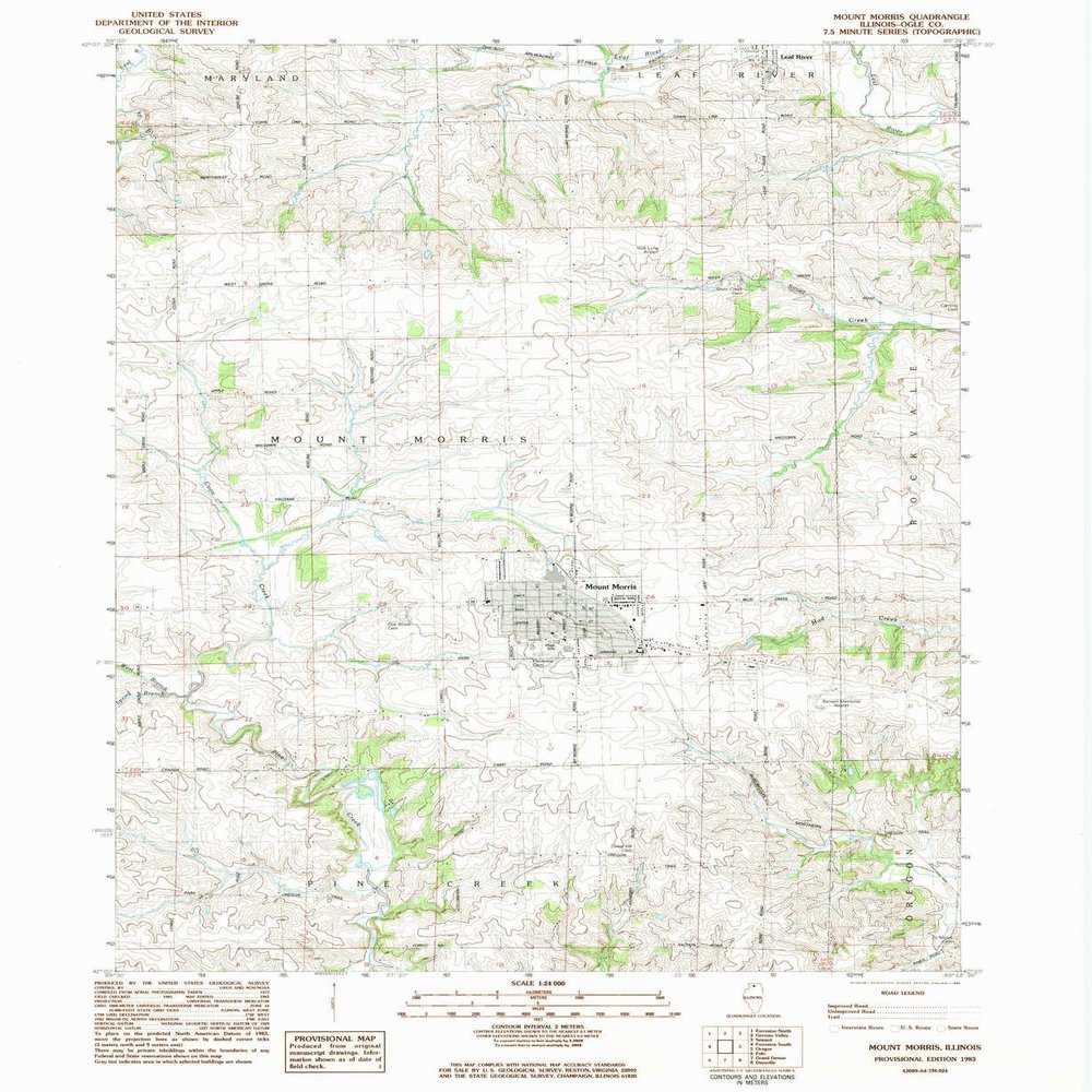 YellowMaps Mount Morris IL topo map, 1:24000 Scale, 7.5 X 7.5 Minute, Historical, 1983, Updated 1984, 26.8 x 22 in - Tyvek