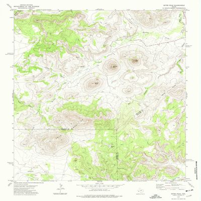 YellowMaps Mitre Peak TX topo map, 1:24000 Scale, 7.5 X 7.5 Minute, Historical, 1972, Updated 1975, 27 x 23.2 in - Tyvek