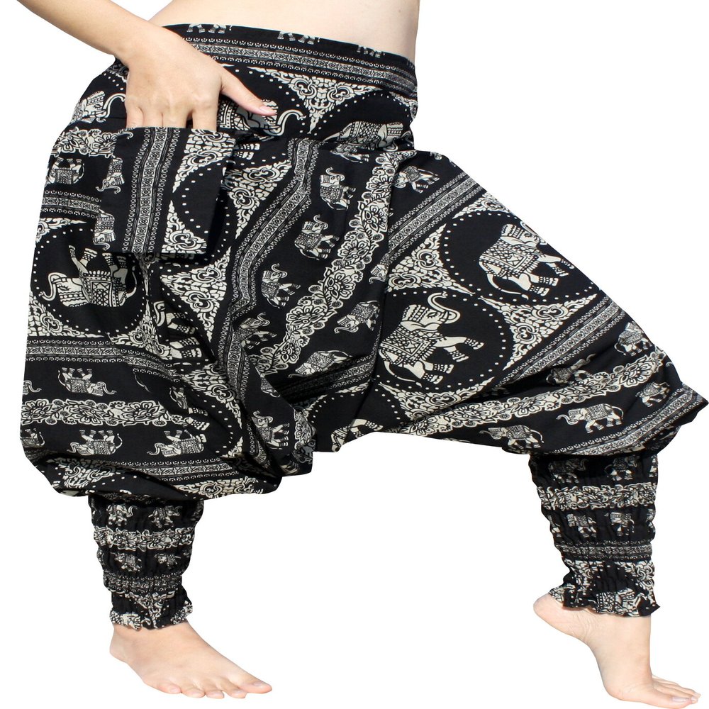 RaanPahMuang Pirate Renaissance Festival Costume Cotton Smock Calf Leg Pants, Medium, Black C