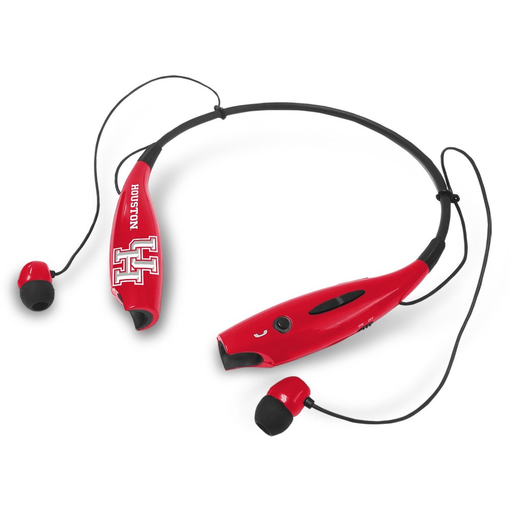 NCAA SUCKERZ Wireless Bluetooth Neckband Earphones Stereo Earbuds with Microphone, Houston Cougars