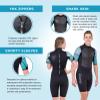 Seavenger Navigator 3mm Shorty | Short Sleeve Wetsuit for Men and Women | Surfing, Snorkeling, Scuba Diving (Surfing Aqua, Women's 15) view 4