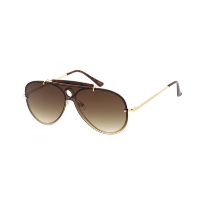 Fashion Culture Unisex Raver 60 mm Rimless Flat Shield Aviator Sunglasses (Brown)