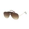 Fashion Culture Unisex Raver 60 mm Rimless Flat Shield Aviator Sunglasses (Brown) view 1