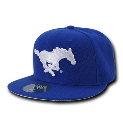 University of Southern Methodist SMU Mustangs NCAA Fitted Flat Bill Baseball Cap Hat (6 7/8) Royal Blue