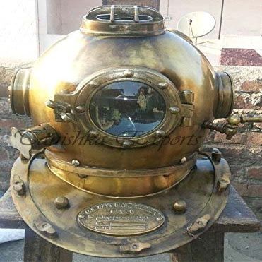 sadaf nautical store Scuba Diving Divers Helmet U.S Navy Mark V Solid Steel Original Antique 18" A