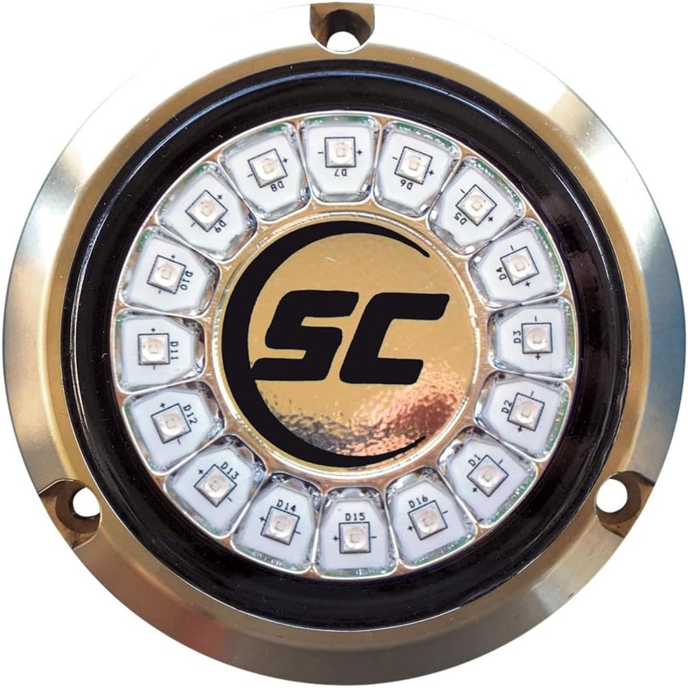 Shadow-Caster SCR-16 LED Underwater Boat Light - Great White - Bronze Housing - 60W Suface Mount - Tempered Glass Lens - IP68 Fully Submersible Waterproof