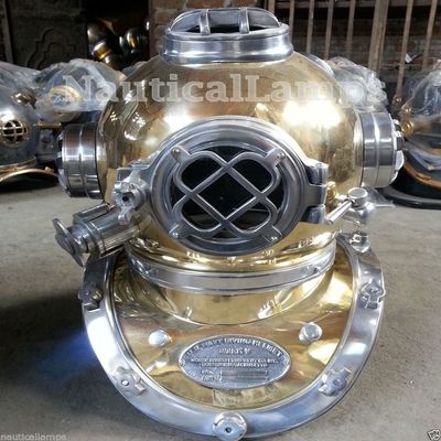 sadaf nautical store Solid Brass Antique U S Navy Mark V Diving Divers Helmet Full Size 18" Replica