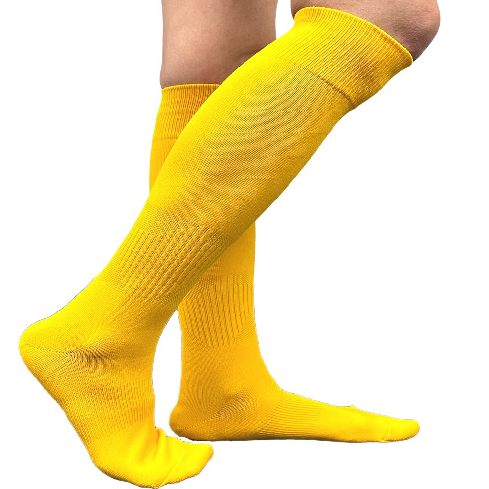 COUVER Polyester Softball Soccer Socks Baseball Football Socks for Youth Men and Women, Large, Yellow, 1 Pair