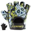 Contraband Pink Label 5237 Designer Series Workout Gloves for Women | Sugar Skull Print Weight Lifting Gloves for Women w/ Grip-Lock Padding | Gym Gloves for Women w/ Medium Padding (Yellow, X-Small) view 1