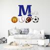 Custom Sports Balls Wall Decal with Name & Initial - Basketball Soccer Baseball Football Wall Stickers - Personalized Boys Nursery Room Decor - Wall Decal for Home Nursery Decoration Wide 30"x19" view 1