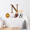 Custom Sports Balls Wall Decal with Name & Initial - Basketball Soccer Baseball Football Wall Stickers - Personalized Boys Nursery Room Decor - Wall Decal for Home Nursery Decoration Wide 30"x19" view 2
