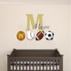 Custom Sports Balls Wall Decal with Name & Initial - Basketball Soccer Baseball Football Wall Stickers - Personalized Boys Nursery Room Decor - Wall Decal for Home Nursery Decoration Wide 30"x19" view 4