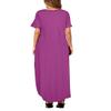 Arolina Women Summer Maxi Dress Short Sleeve V Neck Casual Loose Long Split Dresses Beach Vacation Sundress with Pockets Purple Red view 2