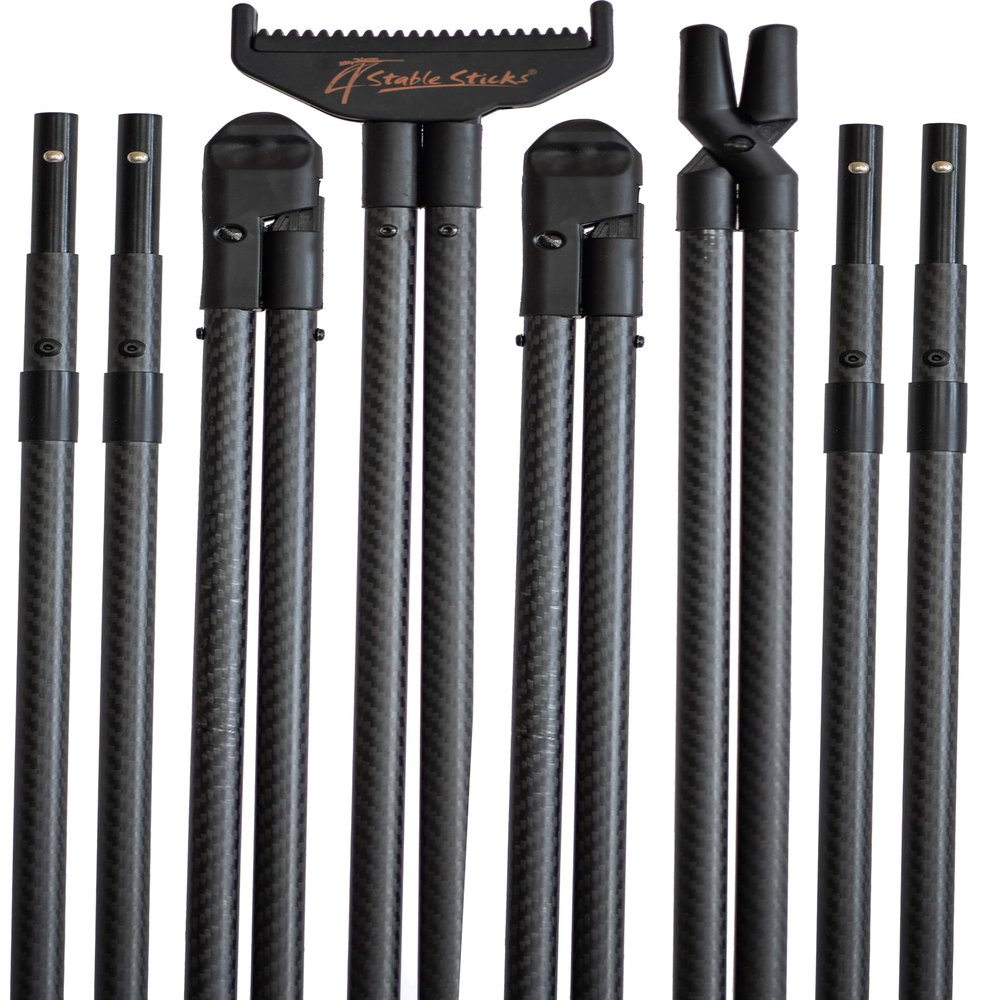 4 Stable Sticks Ultimate Carbon Shooting Sticks (Black) - Lightweight Carbon, Extreme Stability for Hunting and Shooting, Foldable and transportable, 4 Point Bipod