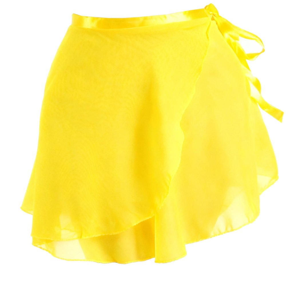 Wuchieal Lady's Sheer Wrap Skirt Ballet Skirt Ballet Dance Dancewear (Light Yellow, One Size)