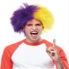 Crazy Sports Fan Wig color Gold & Purple - Fun Spiky Tigers State Baton Huskies Championship Team Troll Style Synthetic view 1
