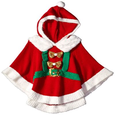 Blizzard Bay girls Ugly Chrismas Poncho Sweater, Red/White/Hoody, 5 US