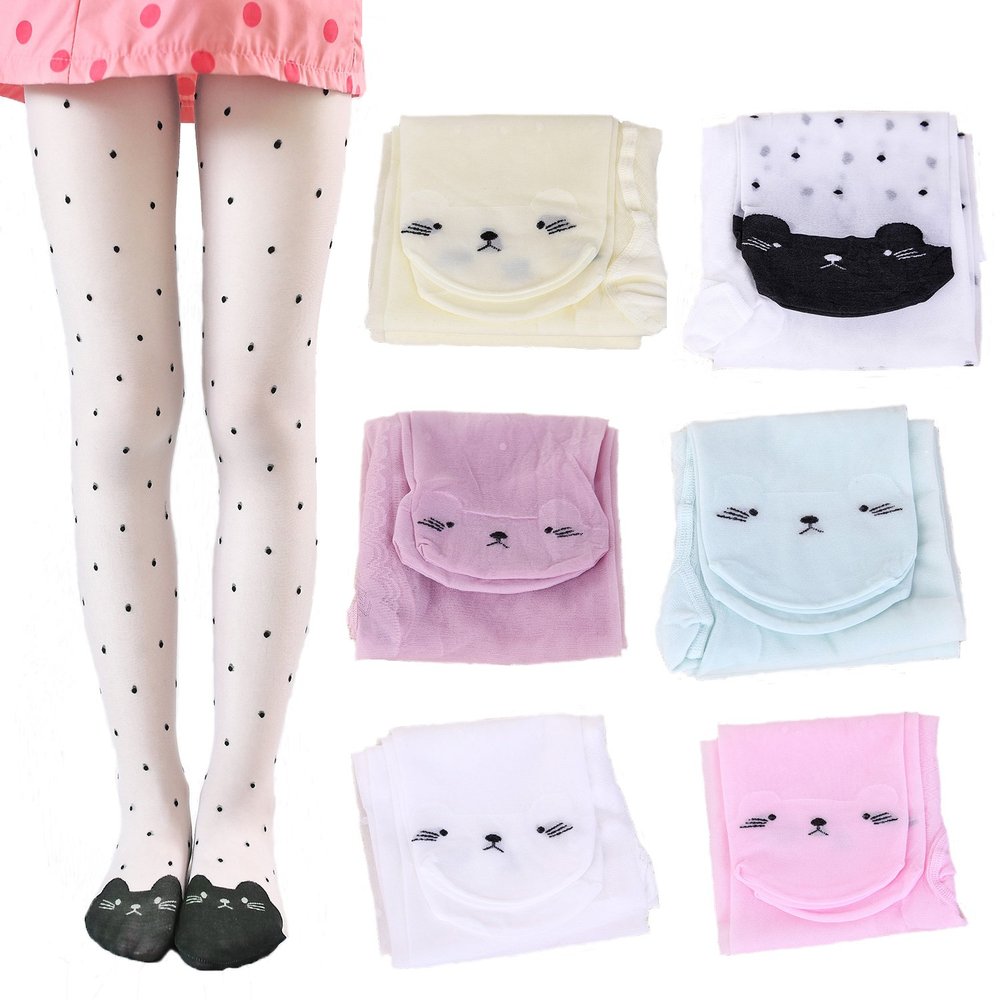 Sywwlov 6 Pack Baby Girls Dance Tights Toddler Fashion Cat Summer Lace Sheer Pantyhose Stocking Pants (6Pack, M(1-3T))