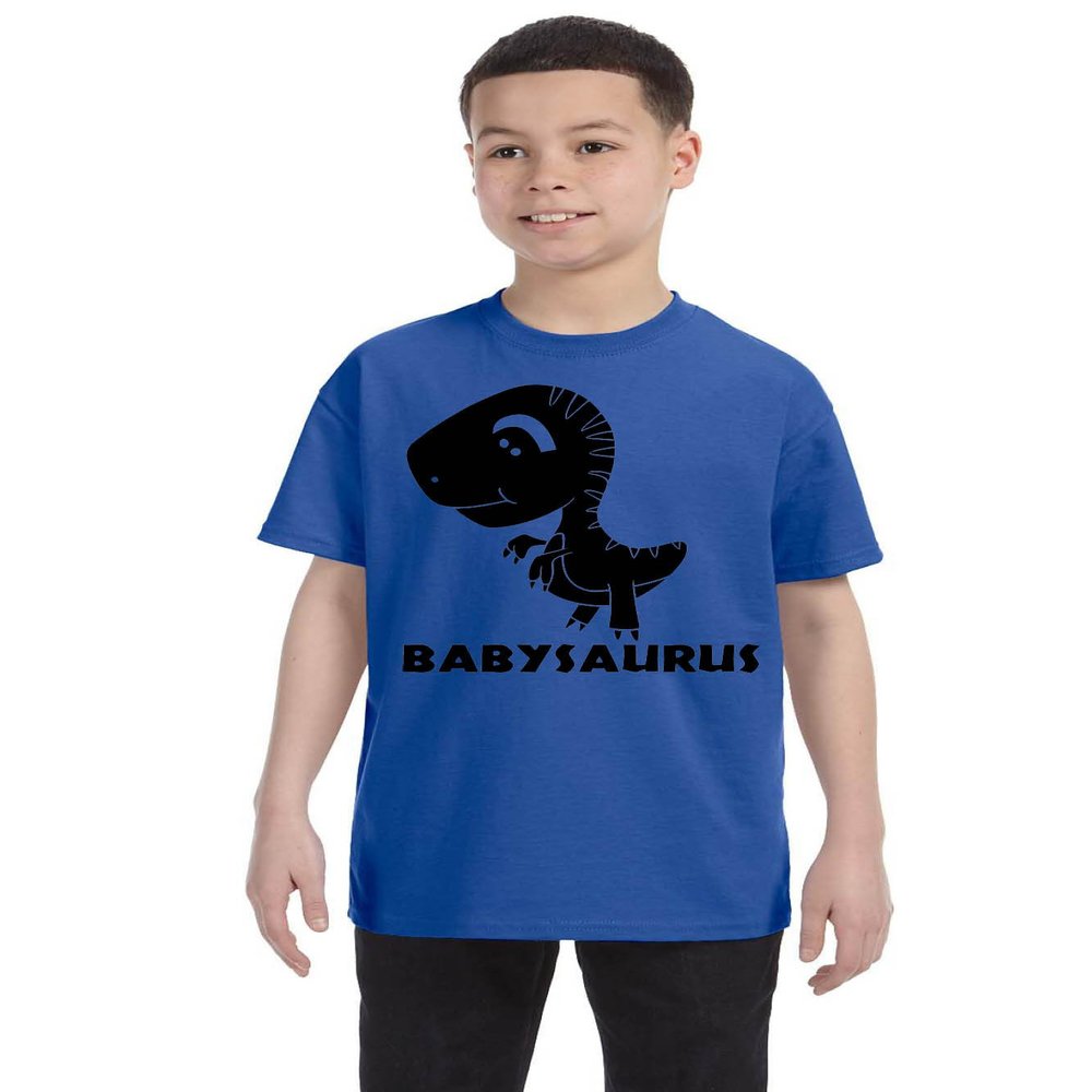 ALLNTRENDS Kids Youth T Shirt Baby Saurus Dinosaur Gift Matching Family Tees (S, Royal Blue)