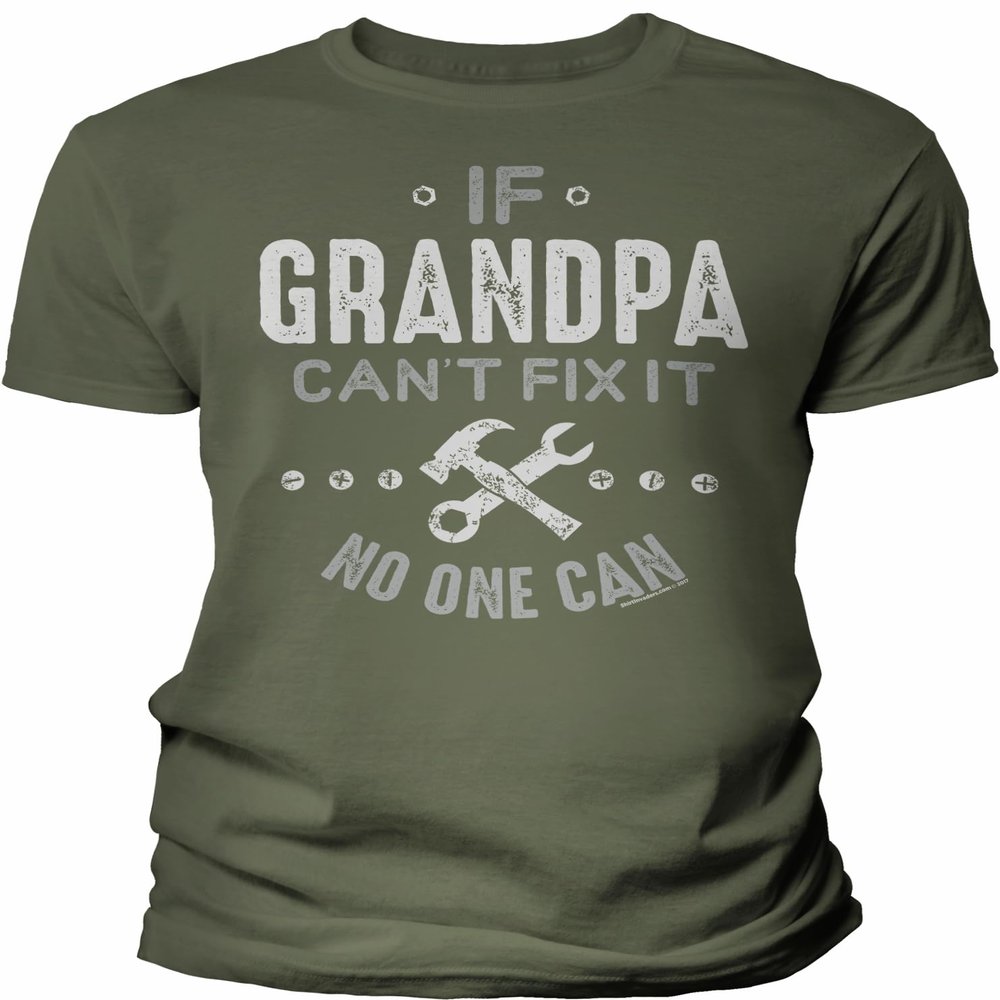 If Grandpa Can't Fix It No One Can - Funny Mens Graphic Tee Gift for Grandpa - 002A-Military-2X