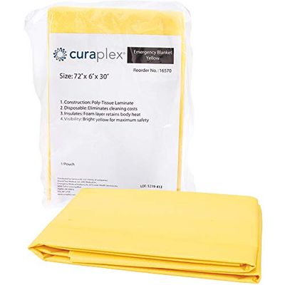Curaplex Emergency Blanket, Yellow, Case of 24