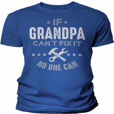 If Grandpa Can't Fix It No One Can - Funny Mens Graphic Tee Gift for Grandpa - 002B-Royal-2X
