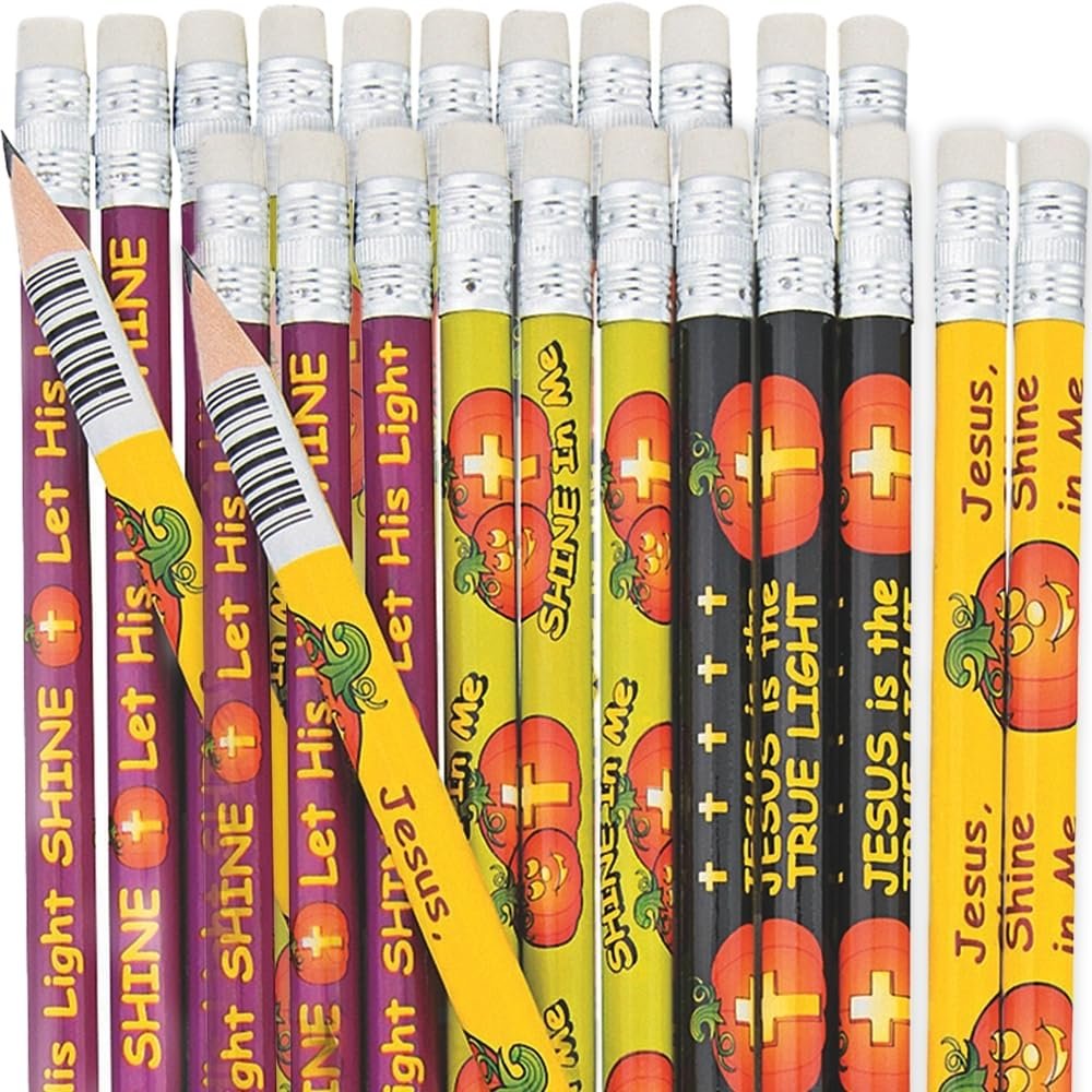Fun Express - Christian Pumpkin Pencils for Halloween - Stationery - Pencils - Printed - Halloween - 24 Pieces