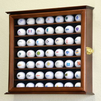 sfDisplay.com,LLC. Golf Ball Display Case Cabinet Wall Rack Stand Select Your Size 98% UV Lockable 5 Sizes 4 Colors to Choose (49 Golf Ball, Walnut Finish)