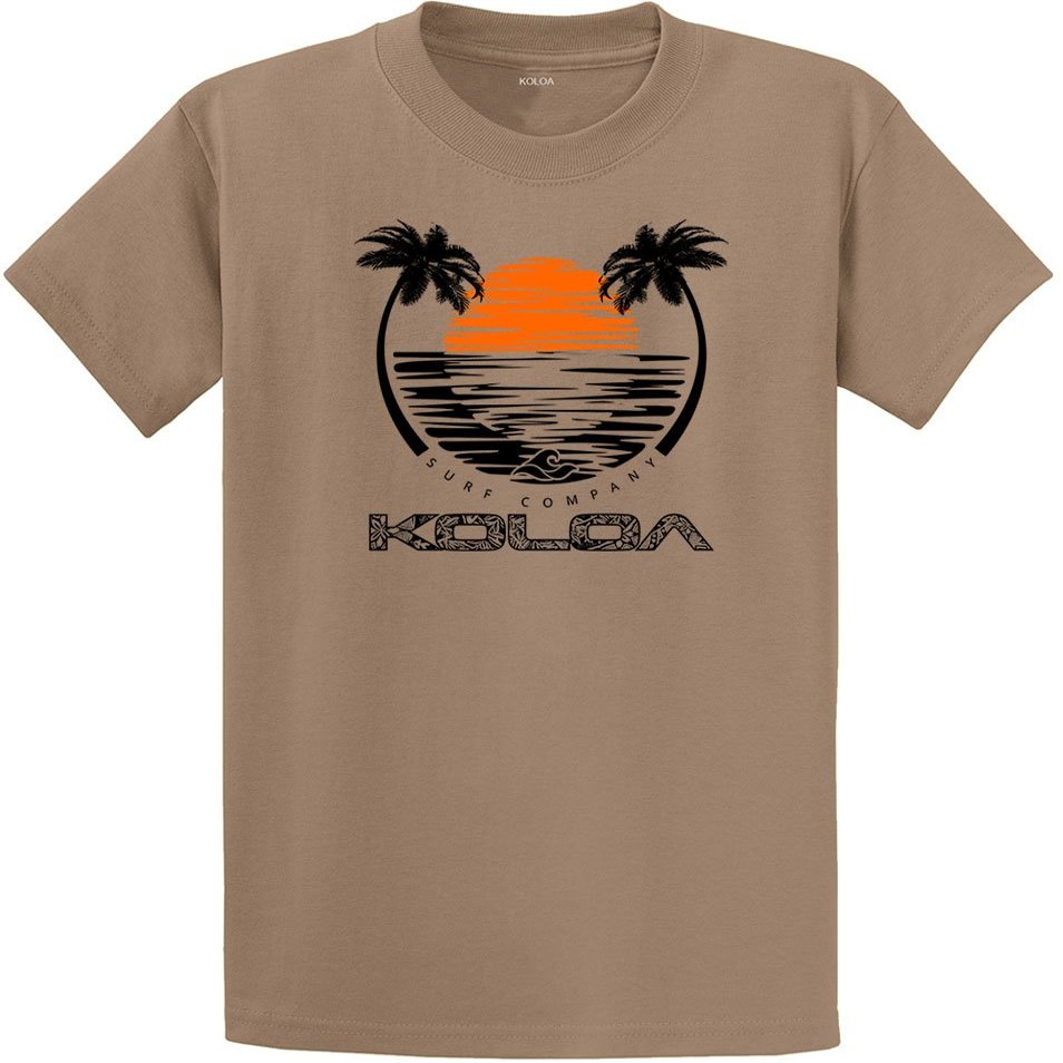 Koloa Surf Company Sunset with Palms Heavyweight Tee - 4XLT - Sand