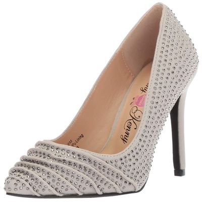 Penny Loves Kenny Women's OPLEAT Pump, Silver Jeweled Lycra, 10 Medium US