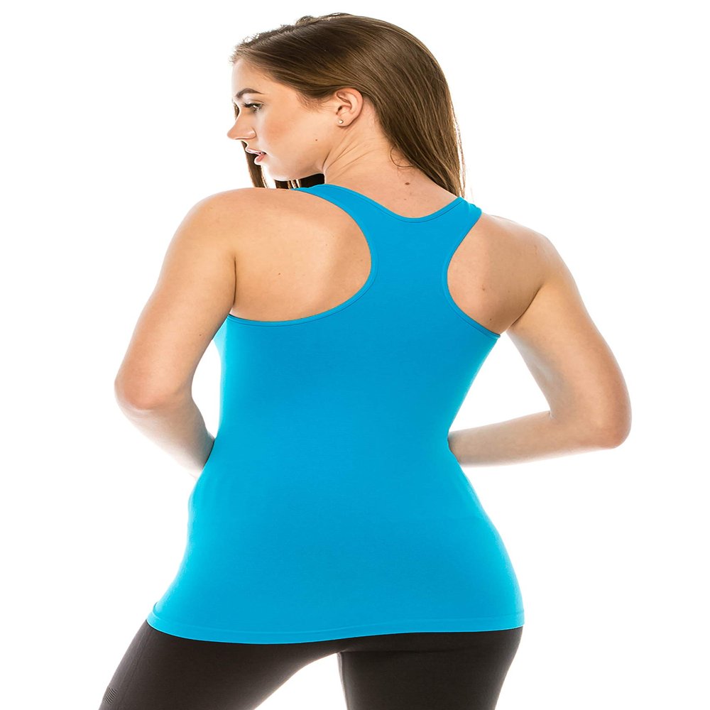 Kurve Womens Basic Tank Top - Seamless Lightweight Racerback Supersoft Camisole Stretchy Workout Athletic Yoga Top (Made in USA), Turquoise, X-Large/XX-Large