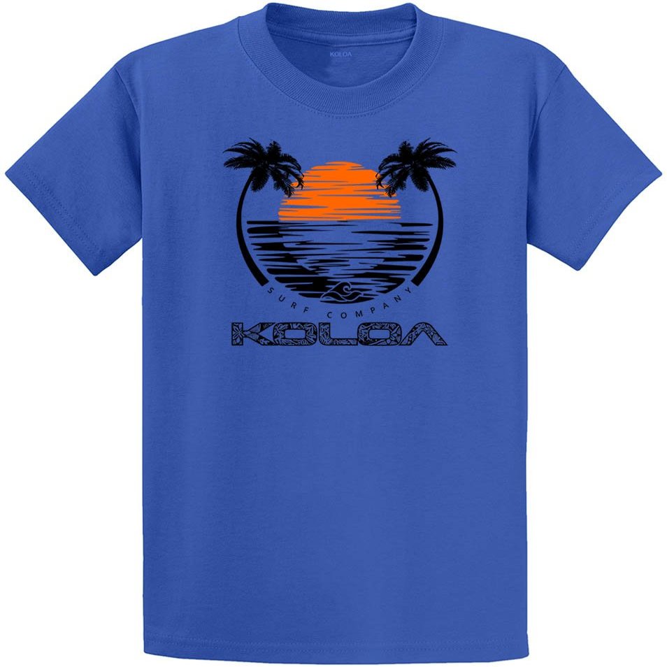 Koloa Surf Company Sunset with Palms Heavyweight Tee - 4XLT - Royal