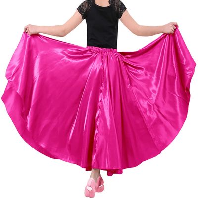 Backgarden 30" Rose Girls Stretched Shiny Satin Flowy Long Dance Skirt Dancewear