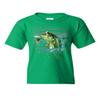 Bass Fishing Youth T-Shirt Fisherman Camping Hobby Angler Lake River Kids Tee Green X-Large view 1