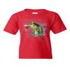 Bass Fishing Youth T-Shirt Fisherman Camping Hobby Angler Lake River Kids Tee Red Large view 1