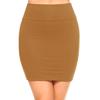 Fashionazzle Women's Casual Stretchy Bodycon Pencil Mini Skirt (Medium, KS06-Camel/Spandex) view 2