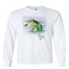 Bass Fishing Long Sleeve T-Shirt Fisherman Camping Hobby Angler Lake River Tee White Small view 1