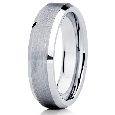Silly Kings 6mm Silver Tungsten Wedding Band Brush Tungsten Wedding Band Engagement Tungsten Ring (11)