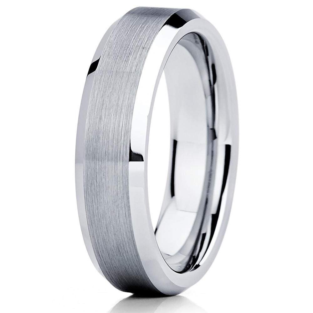 Silly Kings 6mm Silver Tungsten Wedding Band Brush Tungsten Wedding Band Engagement Tungsten Ring (11)