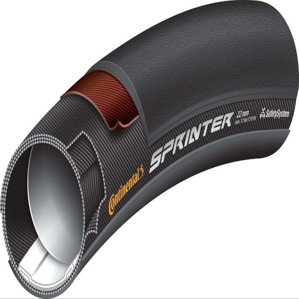 Continental Sprinter Tire - 700 x 25, tubular, folding, black, BlackChili, SafetySystem Breaker