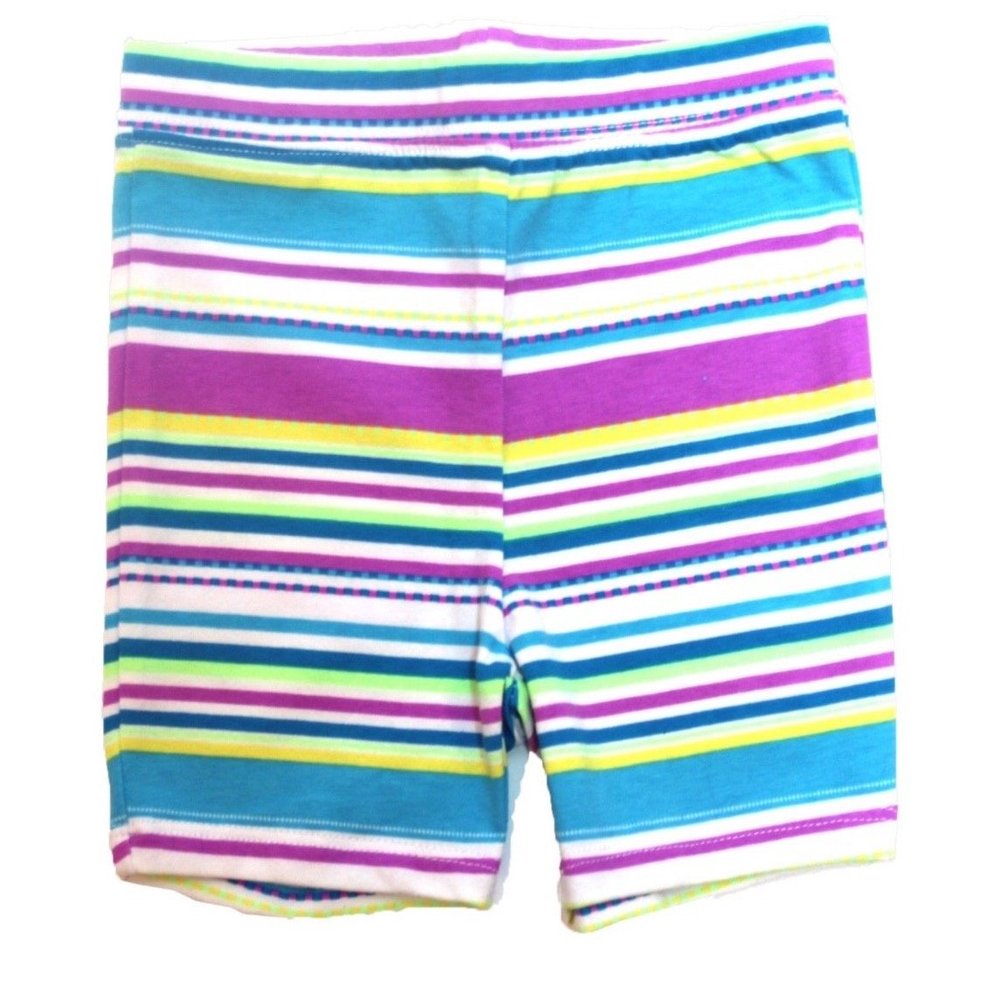 Toughskins Girls Bike Shorts Striped (Royal Blue Stripes, 12M)