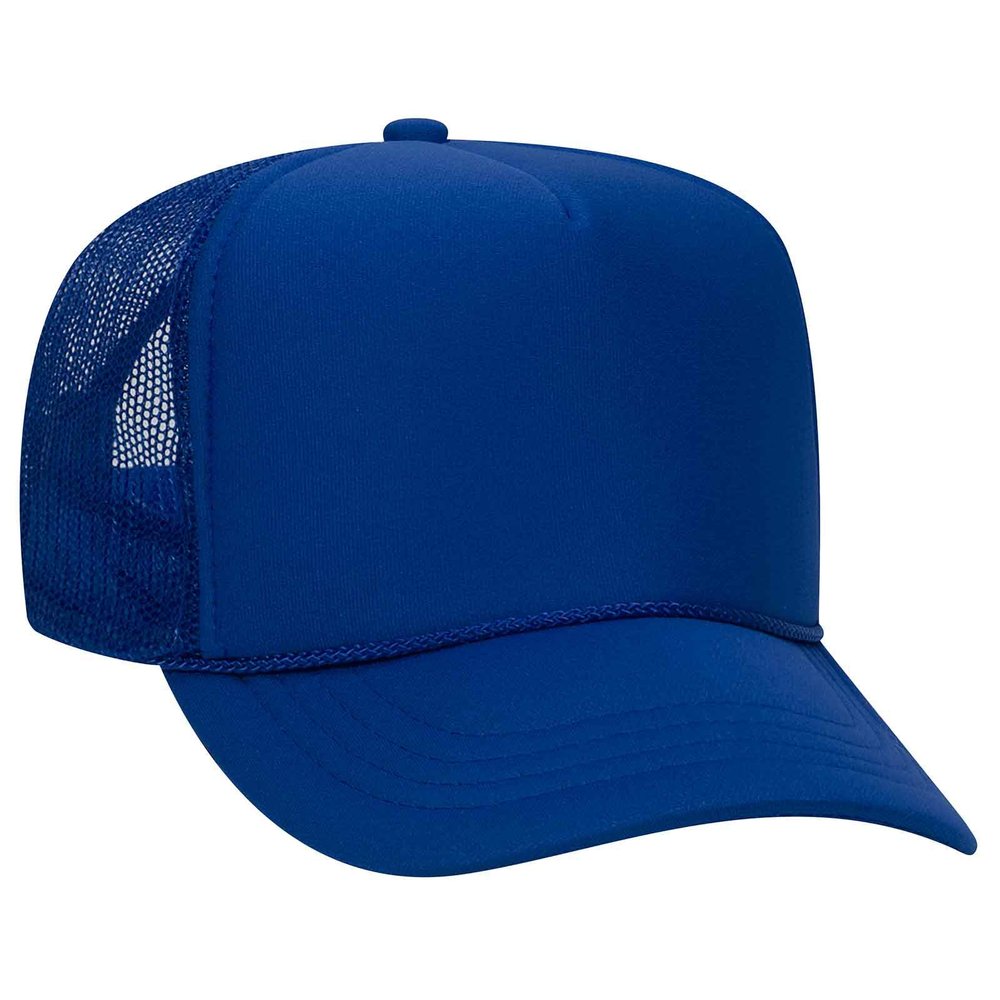 Otto Cap Youth 5 Panel High Crown Mesh Back Trucker Hat Polyester Foam Front