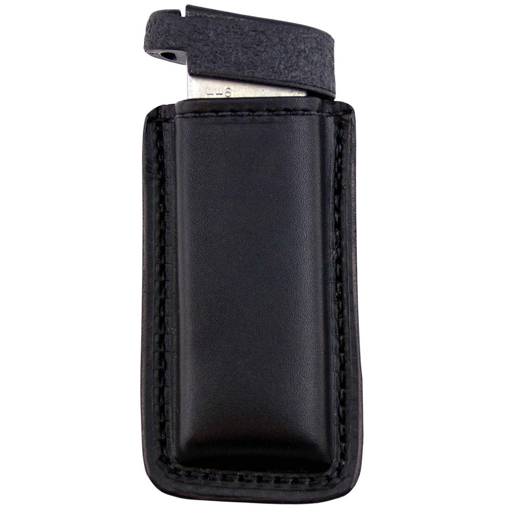 Leather Magazine Holder | Made in USA Sizes to fit virtually Any 9mm, .40, .45 or .380 Pistol Mag | Single or Double Stack | IWB or OWB | Relentless Tactical | Single Stack Black